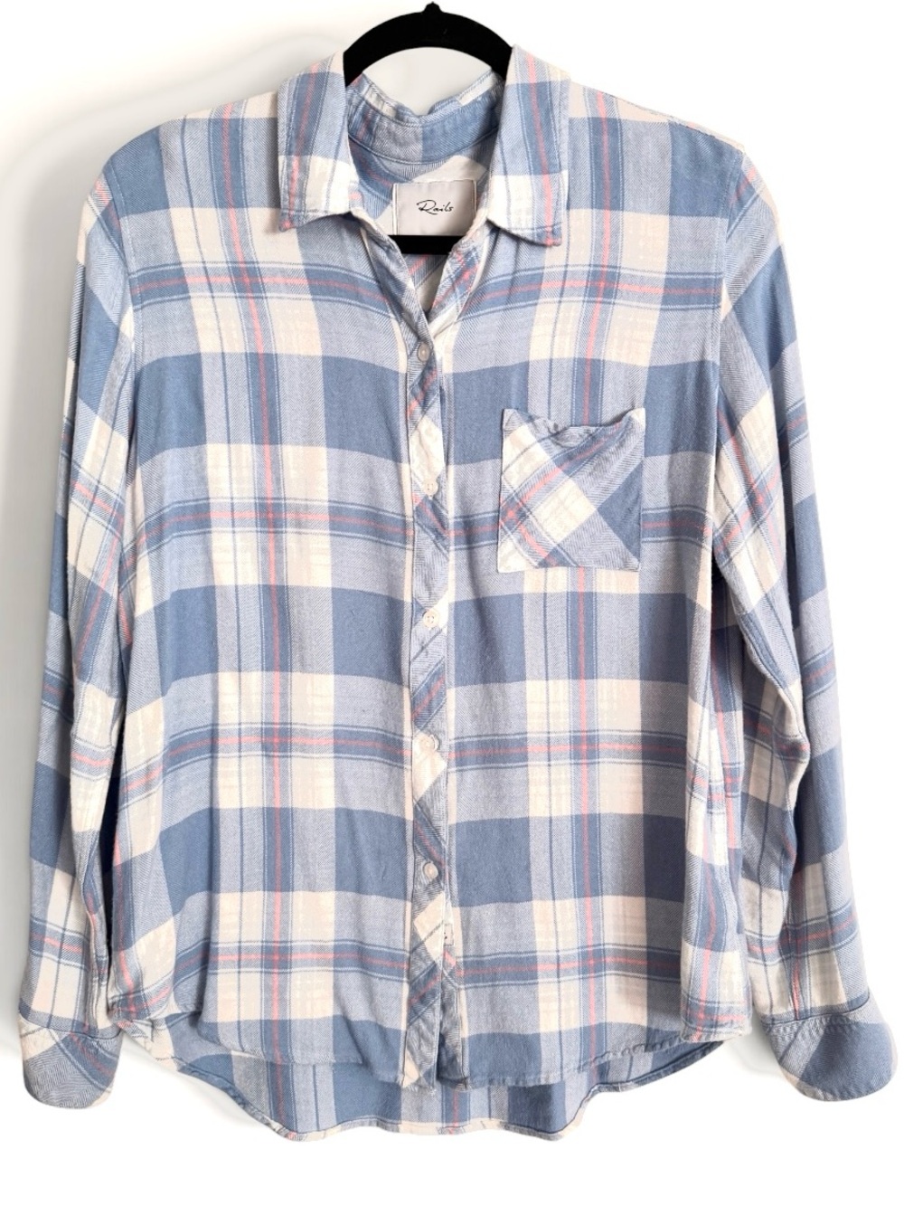 RAILS Hunter Plaid Shirt in Blue Lake Coral LARGE cozy - Picture 4 of 9